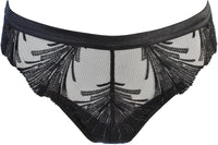 Axami Timeless Shimmering Embroidery Sheer String Panty Black