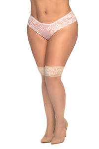 Mapale One Size Plus Mesh Thigh Highs Stockings Beige-Rebel Romance