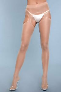 BeWicked Rare Sight Suspender Pantyhose Beige
