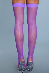 BeWicked Nylon Fishnet Thigh Highs Purple