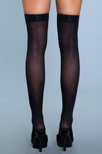 BeWicked Opaque Nylon Thigh Highs Black