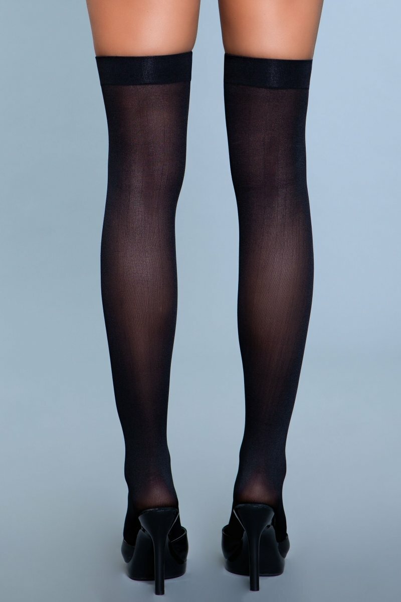 BeWicked Opaque Nylon Thigh Highs Black