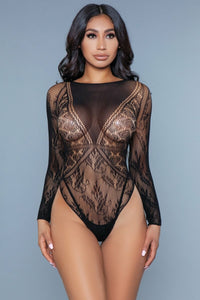 BeWicked Break My Heart Bodysuit Bodystocking Black