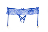 Allure Lingerie Mira Lace Open Panty w/Garters Blue