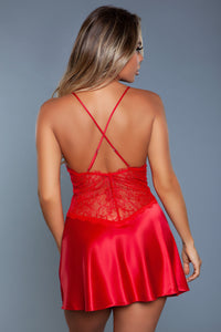 BeWicked Carina Slip Red Satin and Lace