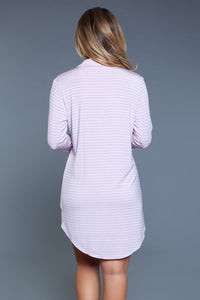 BeWicked Cozy Mahina Sleep Shirt Pink Stripes