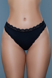 BeWicked Mandy Low Rise Cotton Thong 3 Pack Panties Black White Beige