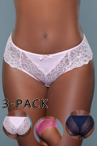 BeWicked Tracy Brief 3 Pack Panties Peach Raspberry Navy