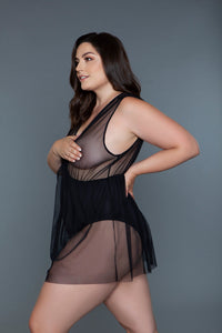 BeWicked Amira Sheer Mesh Babydoll Black