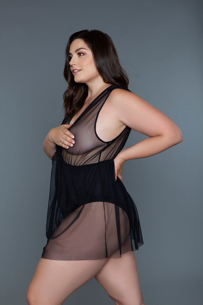 BeWicked Amira Sheer Mesh Babydoll Black