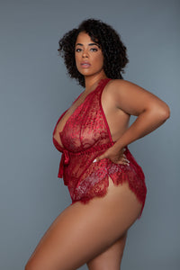 BeWicked Queen Nancy Lace Teddy Rust Red