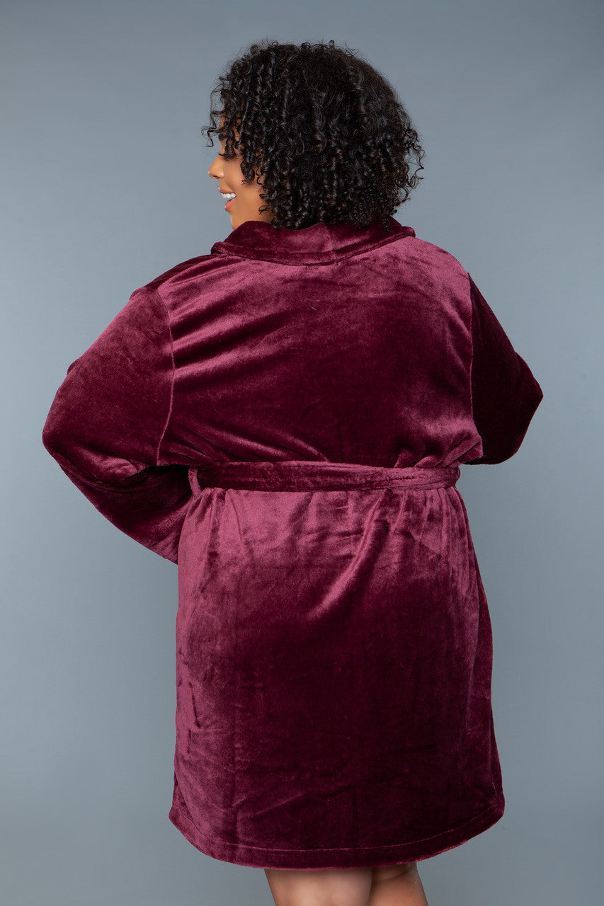 BeWicked Kaylee Plush Robe Burgundy