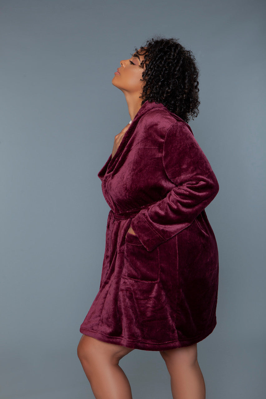 BeWicked Kaylee Plush Robe Burgundy