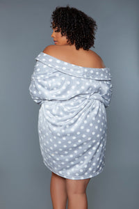 BeWicked Kaylee Plush Robe Grey White