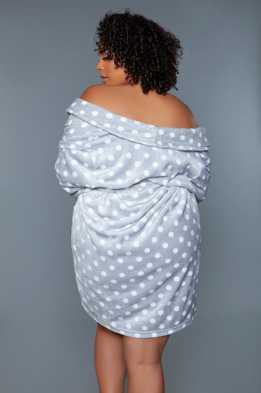 BeWicked Kaylee Plush Robe Grey White