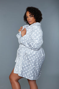 BeWicked Kaylee Plush Robe Grey White