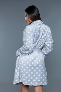 BeWicked Kaylee Plush Robe Grey White