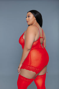 BeWicked Ryder Gartered Chemise Lace Cups Sheer Red Valentine