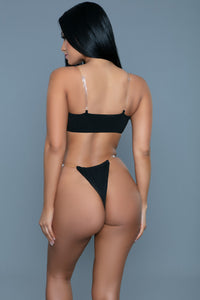 BeWicked Sloane Swimsuit with Clear Straps Bikini Set Black