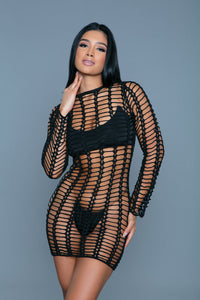 BeWicked Carson Long Sleeves Crochet Cover Up Dress Swimwear