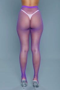 BeWicked Up All Night Pantyhose Fishnet Purple