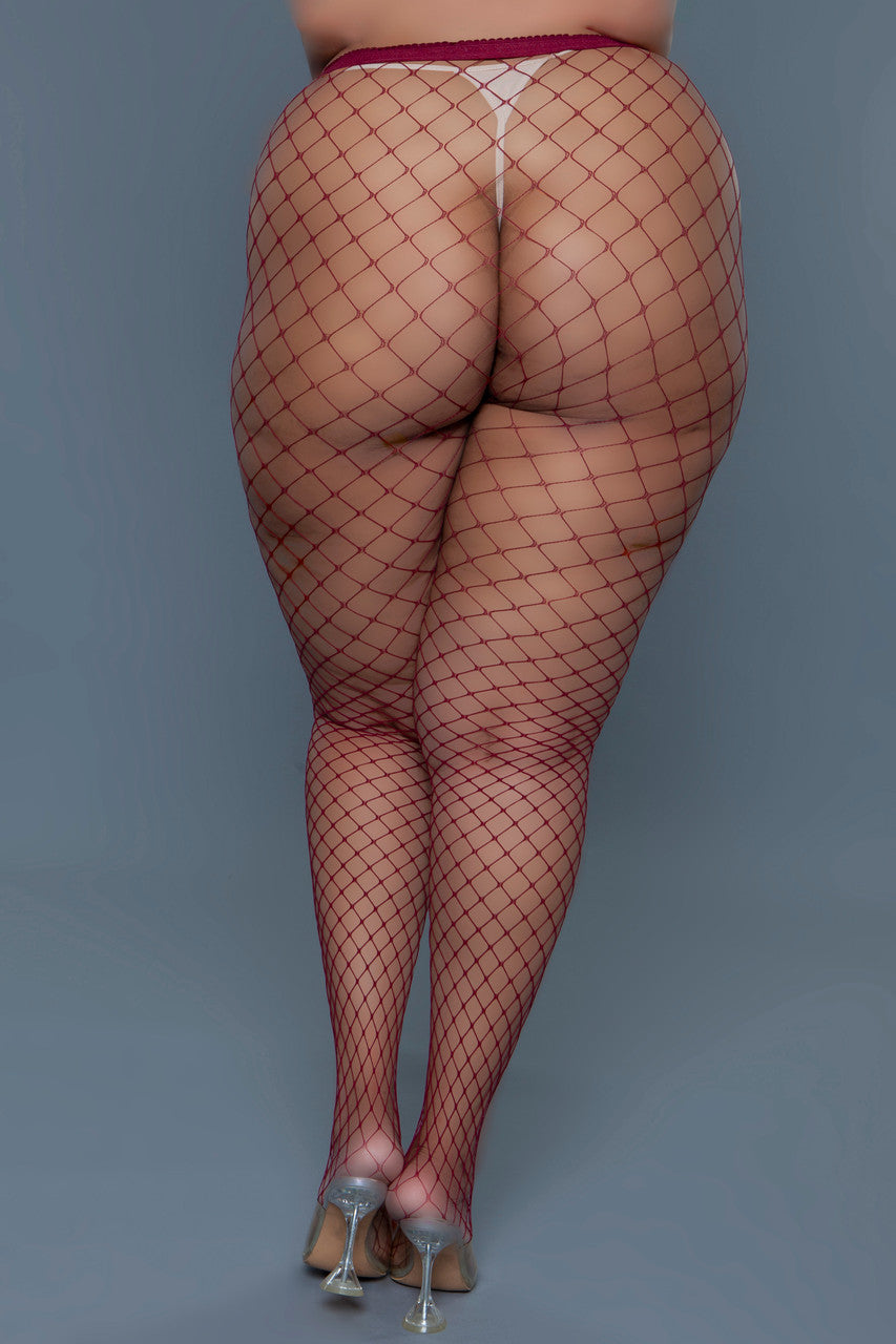 BeWicked Can't Back Down Pantyhose Burgundy Red