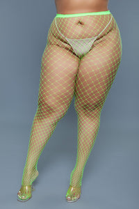 BeWicked Can't Back Down Pantyhose Neon Green