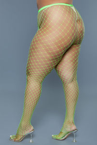 BeWicked Can't Back Down Pantyhose Neon Green