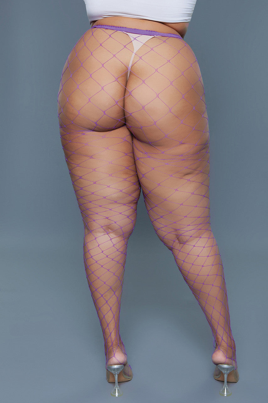 BeWicked Oversized Fishnet Pantyhose Purple