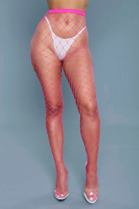 BeWicked Oversized Fishnet Pantyhose Hot Pink