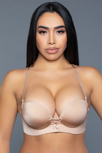 BeWicked Front Tie Fashion Bra Beige