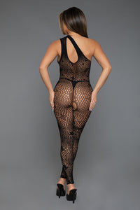 BeWicked All Your Desires Nylon Bodystocking One Shoulder Geometric