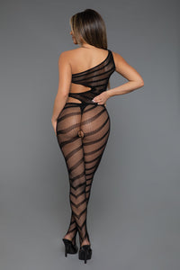 BeWicked Crazy For You Bodystocking Black Stripes
