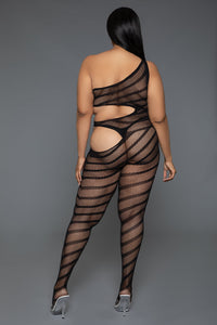 BeWicked Crazy For You Bodystocking Black Stripes