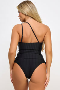 Donna Tankini Set One Shoulder Swimsuit Black