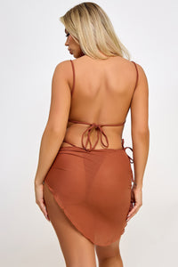 BeWicked Swimwear Danica Ruffle Triangle Bikini Set Swimsuit Rust