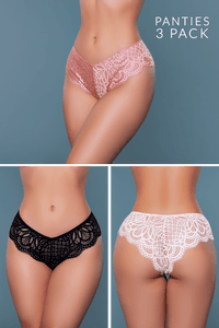 BeWicked Aurora Bikini Brief Panties 3 Pack Black, Beige, Bronze