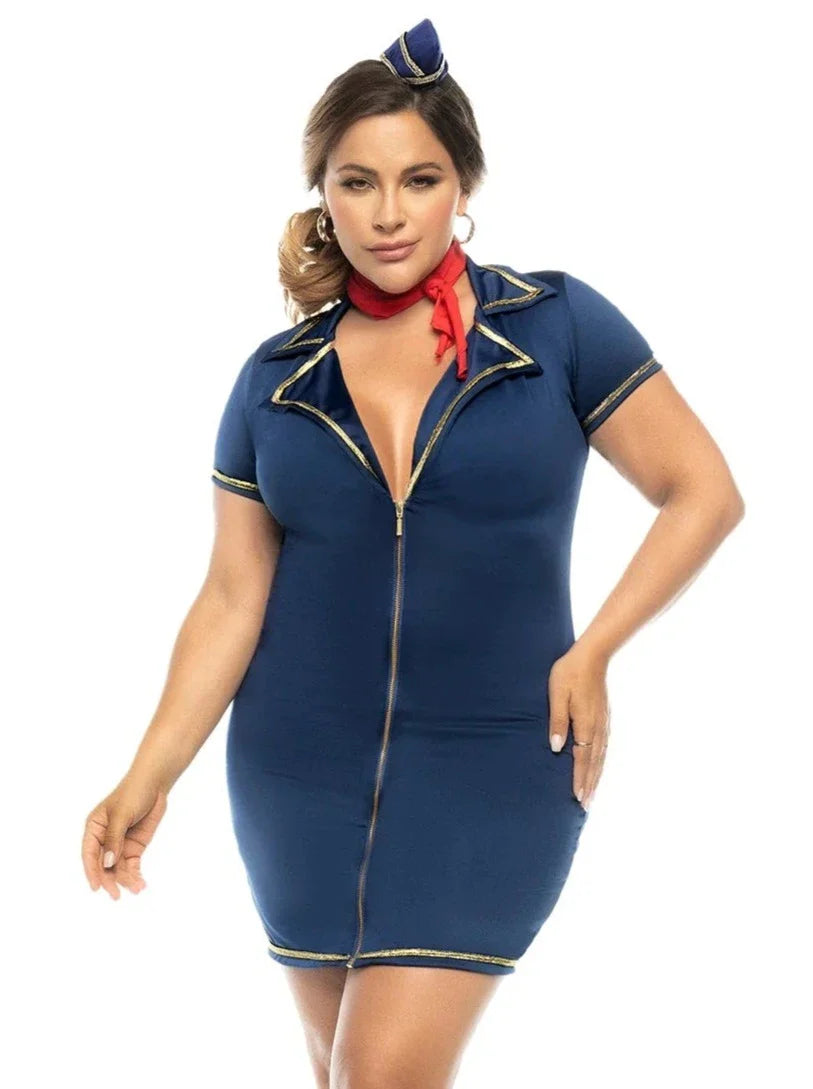 Mapale Queen Up in the Sky Sexy Flight Attendant Stewardess Costume Bl –  Rebel Romance