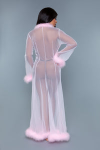 Burlesque BeWicked Marabou Sheer Robe Candy Pink