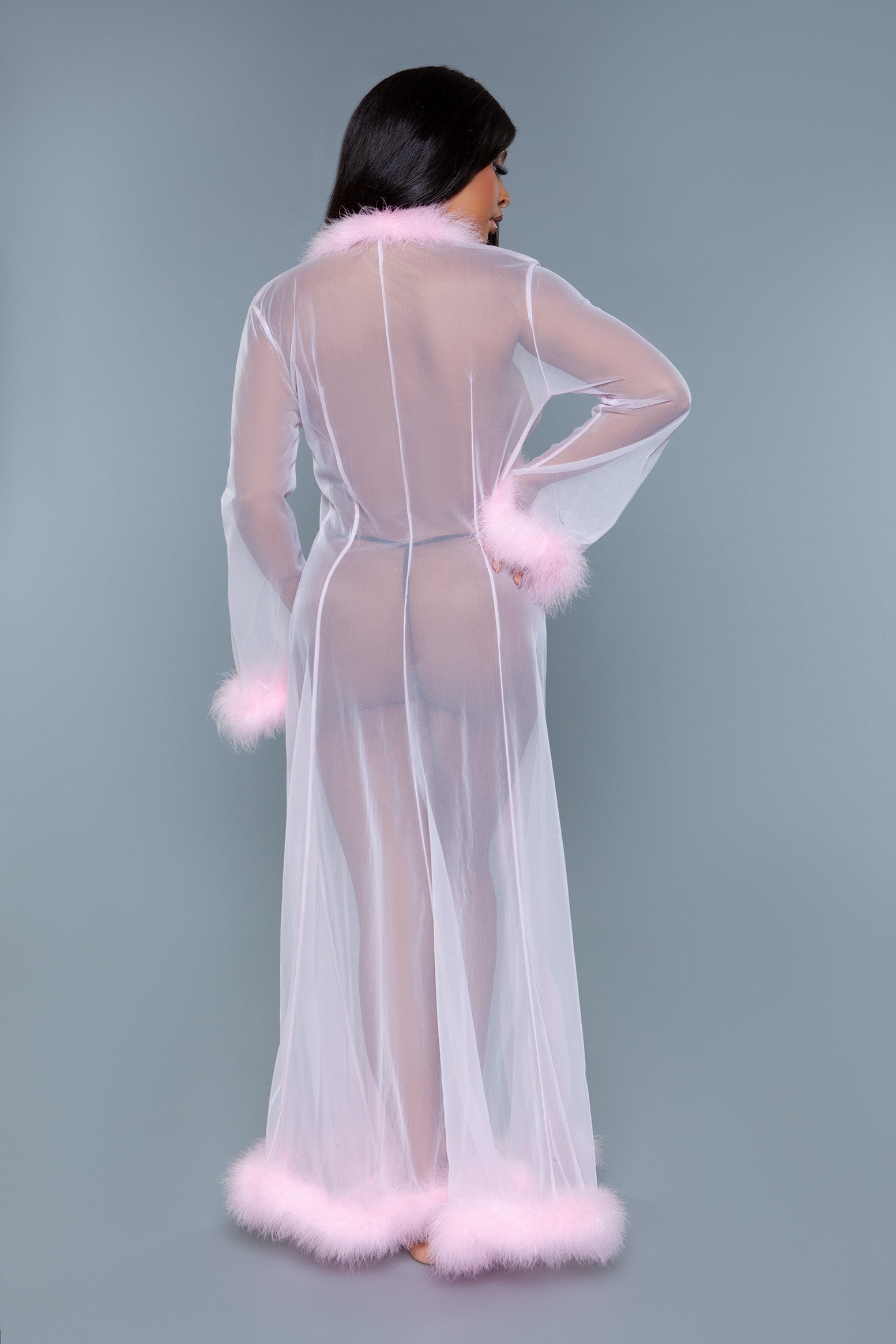 Burlesque BeWicked Marabou Sheer Robe Candy Pink