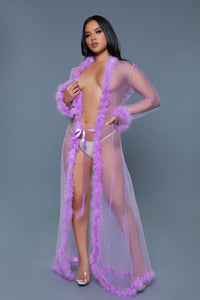 Burlesque BeWicked Marabou Robe Lavender