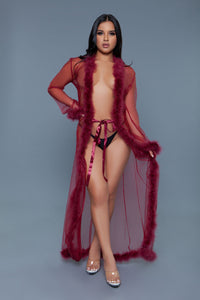 Burlesque BeWicked Marabou Robe Maroon