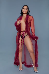 Burlesque BeWicked Marabou Robe Maroon