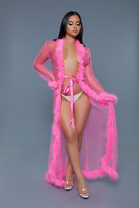 Burlesque BeWicked Marabou Robe Neon Pink