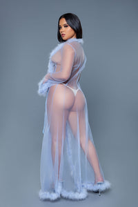 Burlesque BeWicked Marabou Robe Periwinkle