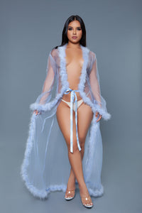Burlesque BeWicked Marabou Robe Periwinkle