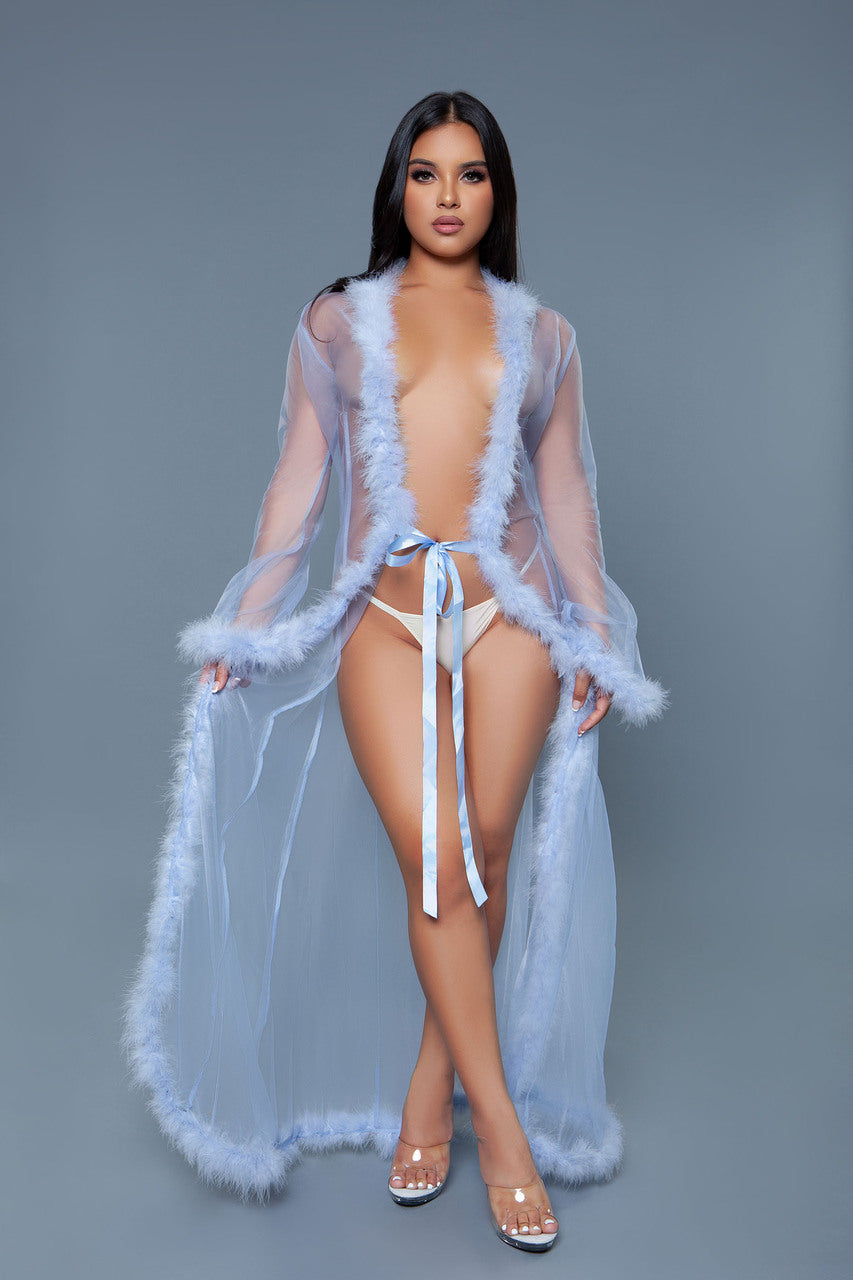 Burlesque BeWicked Marabou Robe Periwinkle