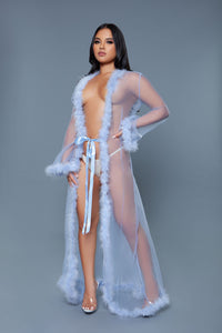 Burlesque BeWicked Marabou Robe Periwinkle