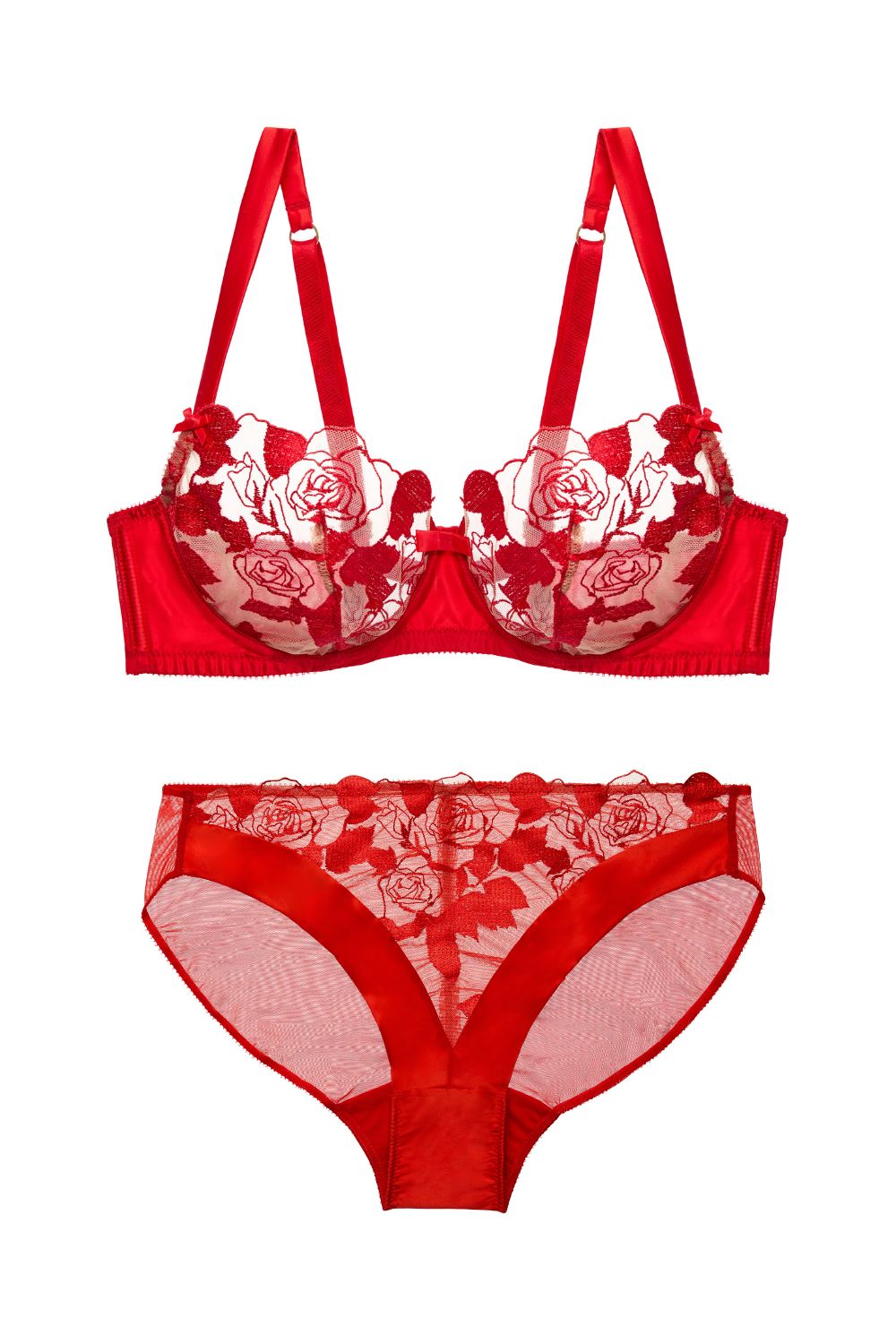 Rosabelle Sheer Unlined Bra and Bikini Set Flame