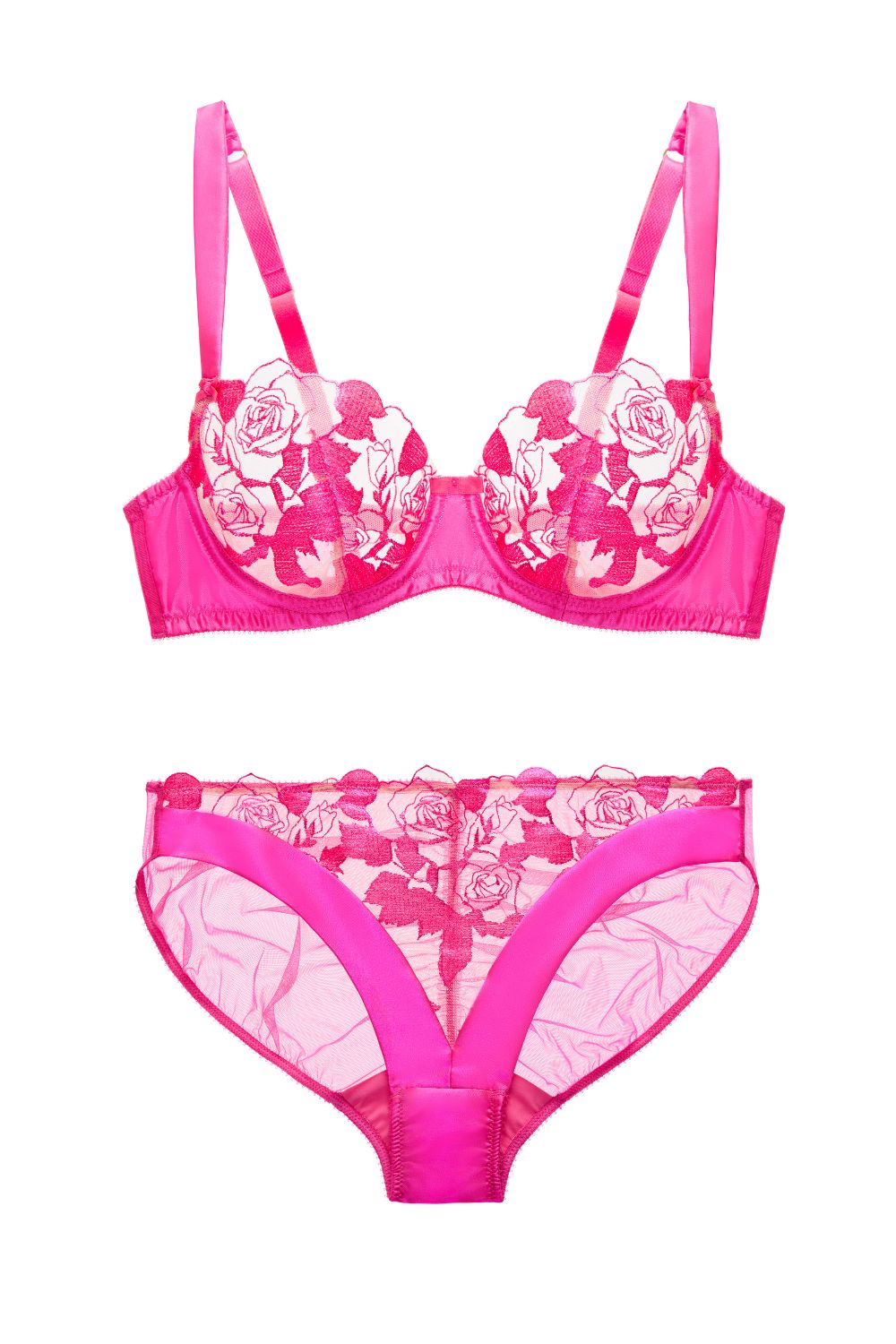 Rosabelle Sheer Unlined Bra and Bikini Set Pink